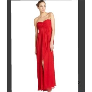 JILL STUART Red Strapless Empire Waist Chiffon Gown Formal Dress Size 4